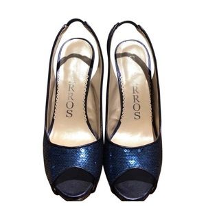 Caparros blue sequin slingback
